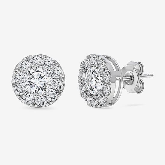 (I1/ I) 2 CT. T.W. Lab Grown White Diamond 10K Gold 9.4mm Round Stud Earrings