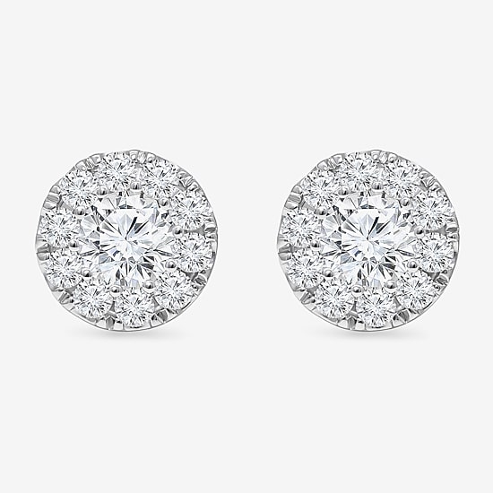 (I1/ I) 2 CT. T.W. Lab Grown White Diamond 10K Gold 9.4mm Round Stud Earrings