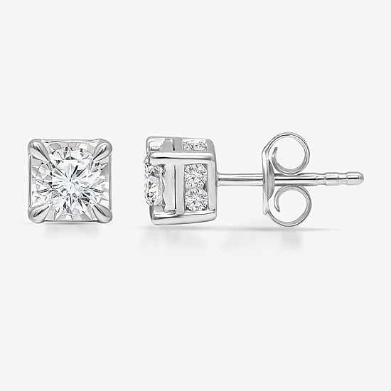 Tru Miracle 1 CT. T.W. Lab Grown White Diamond 10K Gold 5.6mm Stud Earrings