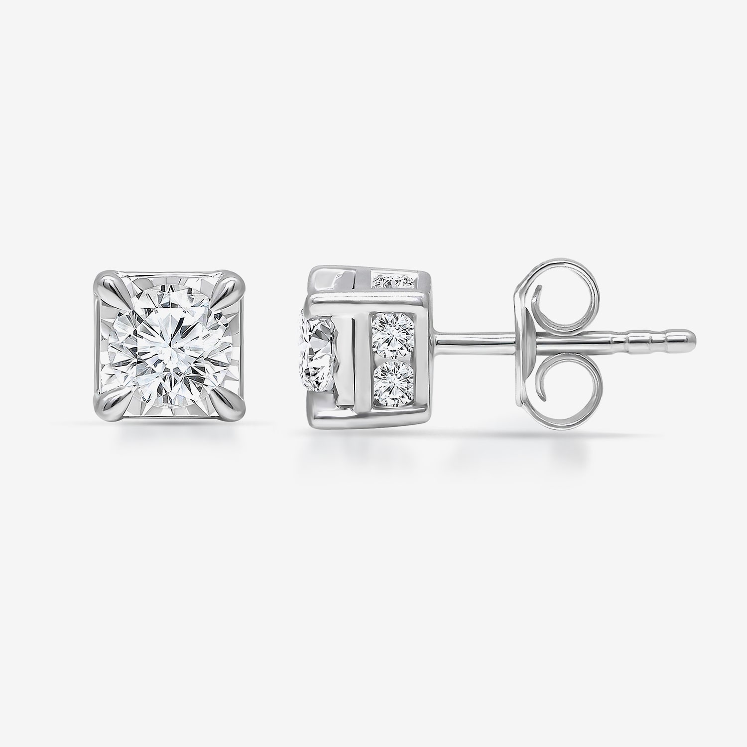 Tru Miracle 1 1/2 CT. T.W. Lab Grown White Diamond 10K Gold 6.3mm Stud Earrings
