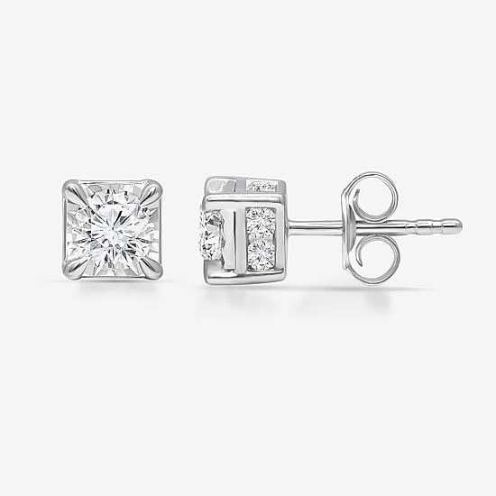 Tru Miracle 1 1/2 CT. T.W. Lab Grown White Diamond 10K Gold 6.3mm Stud Earrings
