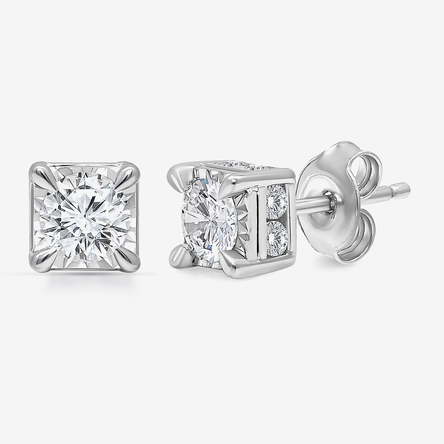 Tru Miracle 1 1/2 CT. T.W. Lab Grown White Diamond 10K Gold 6.3mm Stud Earrings