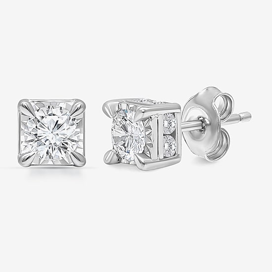 Tru Miracle 1 1/2 CT. T.W. Lab Grown White Diamond 10K Gold 6.3mm Stud Earrings