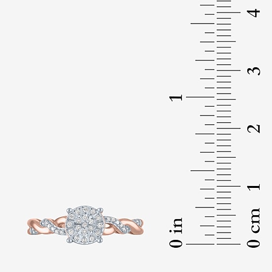 (G-H / Si2-I1) Womens 1/10 CT. T.W. Lab Grown White Diamond Sterling Silver Round Side Stone Promise Ring