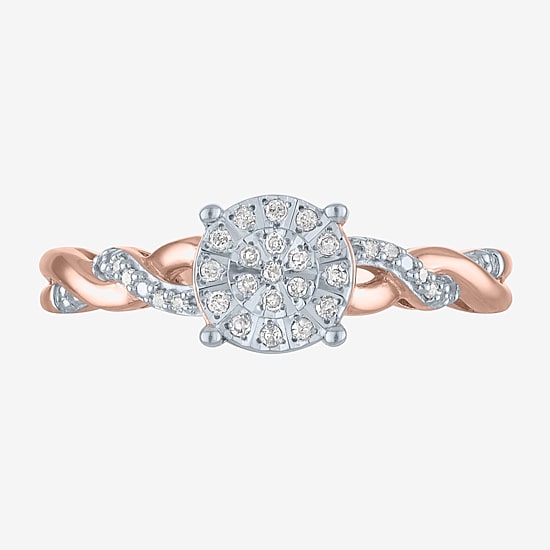 (G-H / Si2-I1) Womens 1/10 CT. T.W. Lab Grown White Diamond Sterling Silver Round Side Stone Promise Ring