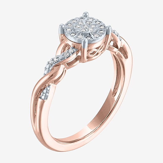 (G-H / Si2-I1) Womens 1/10 CT. T.W. Lab Grown White Diamond Sterling Silver Round Side Stone Promise Ring
