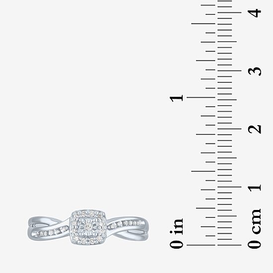 Promise My Love Womens 1/10 CT. T.W. Natural White Diamond Sterling Silver Cushion Promise Ring