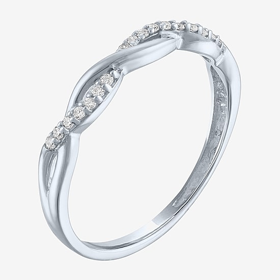 (G-H / Si2-I1) Womens 3MM 1/10 CT. T.W. Lab Grown White Diamond 10K Gold Wedding Band
