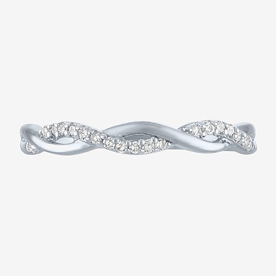 (G-H / Si2-I1) Womens 3MM 1/10 CT. T.W. Lab Grown White Diamond 10K Gold Wedding Band