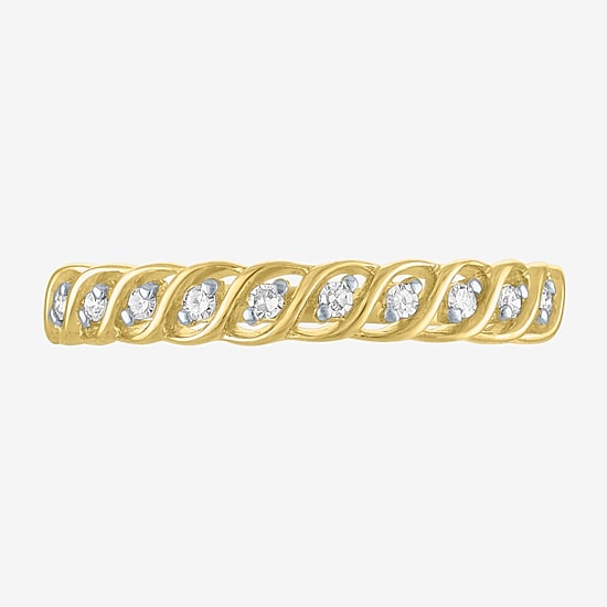 (G-H / Si2-I1) Womens 3.5MM 1/10 CT. T.W. Lab Grown White Diamond 10K Gold Wedding Band