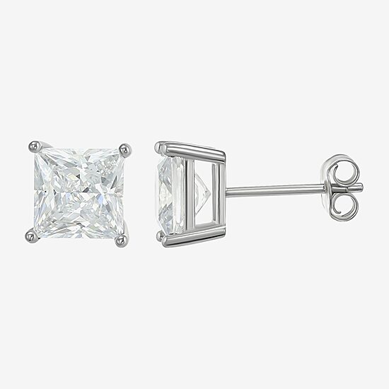 Womens Cubic Zirconia Sterling Silver Round 2 Pair Earring Set
