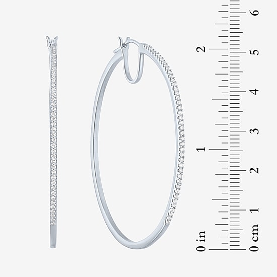 (G-H / I1-I2) Womens 1/2 CT. T.W. Lab Grown White Diamond 14K Gold Over Silver Sterling Silver 51mm Hoop Earrings