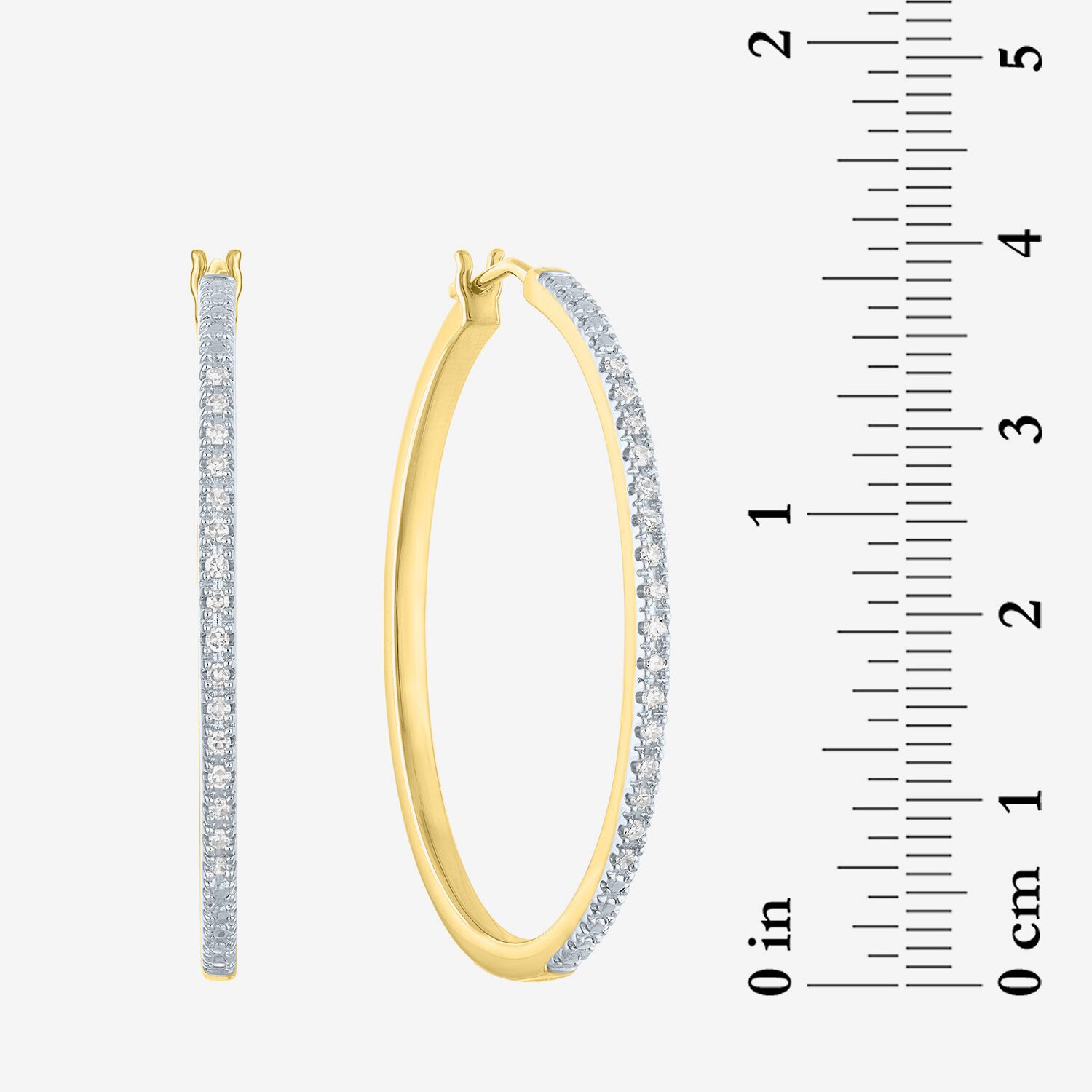 (G-H / I1-I2) Womens 1/4 CT. T.W. Lab Grown White Diamond Sterling Silver 40mm Hoop Earrings