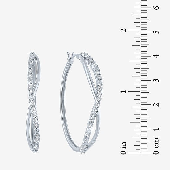 1/10 CT. T.W. Lab-Grown (G-H / I1-I2) Diamond Hoop Earrings in Sterling Silver or 14K Gold Over Silver