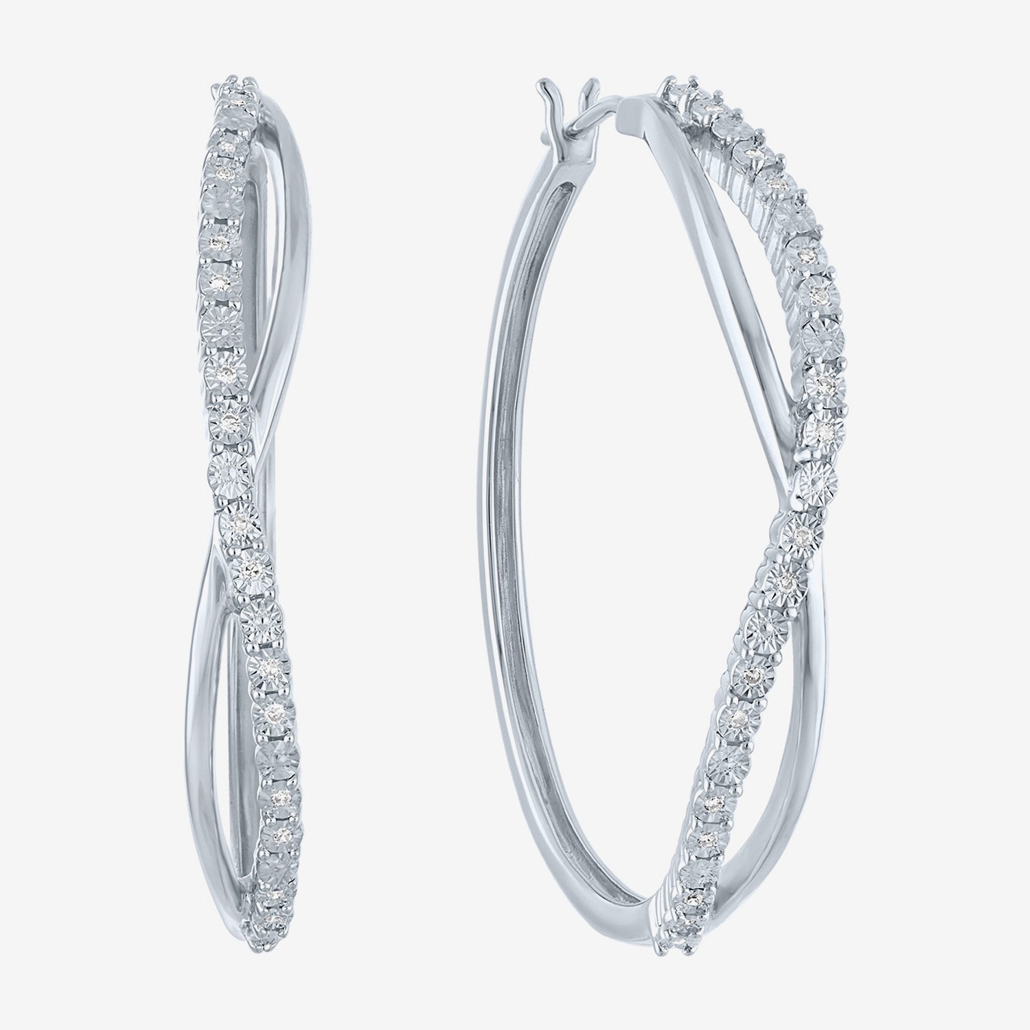 1/10 CT. T.W. Lab-Grown (G-H / I1-I2) Diamond Hoop Earrings Sterling Silver or 14K Gold Over