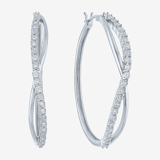 1/10 CT. T.W. Lab-Grown (G-H / I1-I2) Diamond Hoop Earrings in Sterling Silver or 14K Gold Over Silver