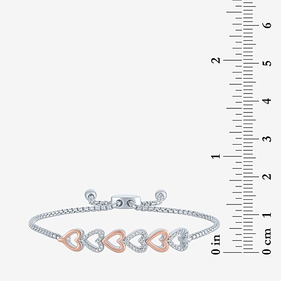 (G-H / Si2-I1) Womens 1/10 CT. T.W. Lab Grown White Diamond Sterling Silver Bolo Bracelet