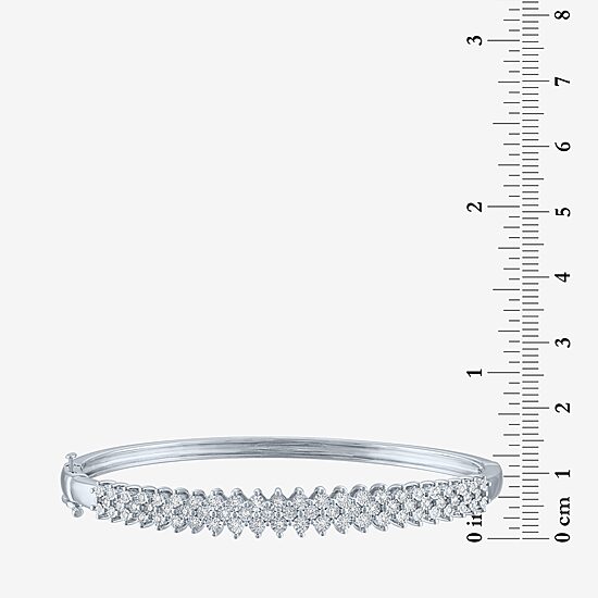(G-H / I1-I2) Womens 1/2 CT. T.W. Lab Grown White Diamond Sterling Silver Bangle Bracelet