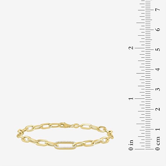(G-H / I1-I2) Womens 14K Gold Over Silver 8 Inch Paperclip Chain Bracelet