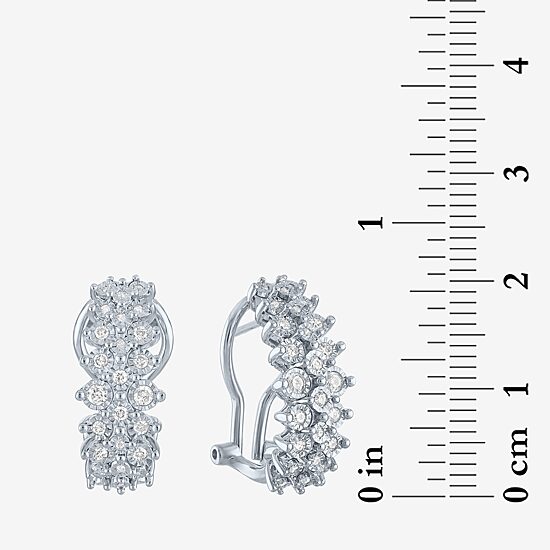 (G-H / I1-I2) Womens 1/2 CT. T.W. Lab Grown White Diamond Sterling Silver 21mm Hoop Earrings