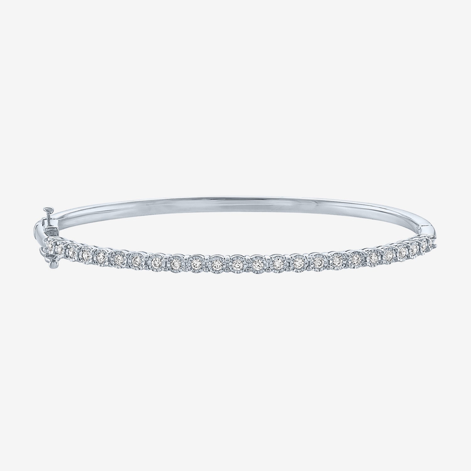 (G-H / I1-I2) Womens 1/2 CT. T.W. Lab Grown White Diamond 14K Gold Over Silver Bangle Bracelet