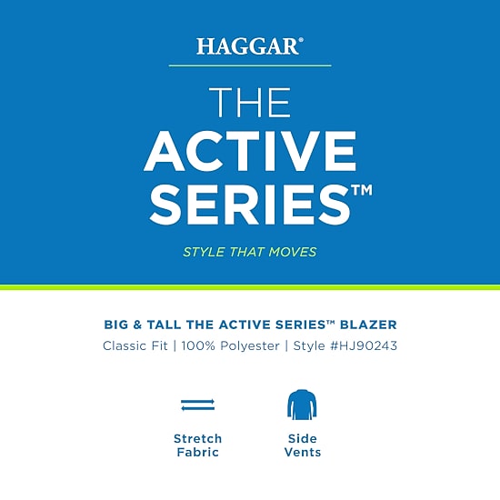 Haggar The Active Series Mens Big and Tall Stretch Fabric Classic Fit Sport Coat