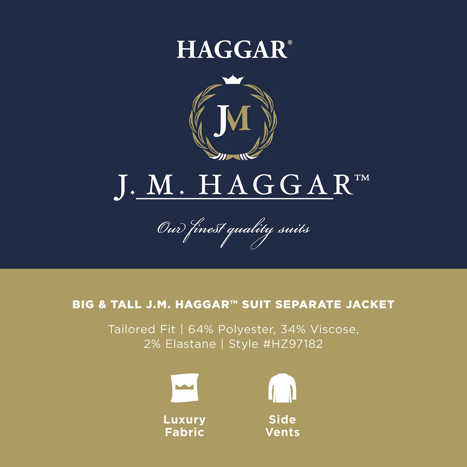 Haggar JMH Tailored Mens Stretch Fabric Modern Fit Big and Tall Suit Jacket