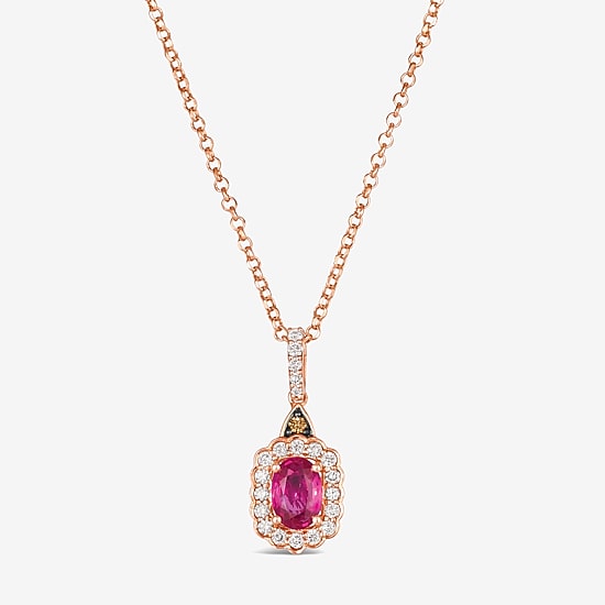 Le Vian® Grand Sample Sale™ Pendant featuring 5/8 CT. Passion Ruby™ 1/4 CT. Nude Diamonds™ Chocolate Diamonds® set in 14K Strawberry Gold®