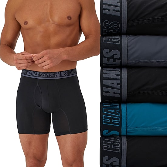 Hanes Moves Xtemp Performance Bonus Pack Mens 5 Pack Boxer Briefs Um2bd5