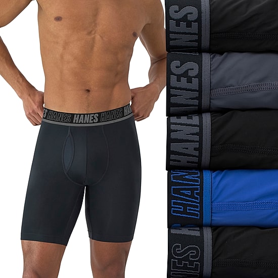 Hanes Moves Xtemp Performance Total Support Pouch Bonus Pack Mens 5 Pack Support Pouch Long Leg Boxer Briefs Umsld5