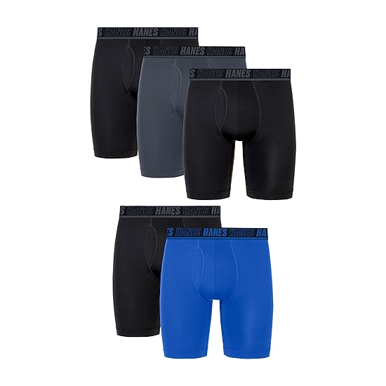 Hanes Moves Xtemp Performance Total Support Pouch Bonus Pack Mens 5 Pack Support Pouch Long Leg Boxer Briefs Umsld5