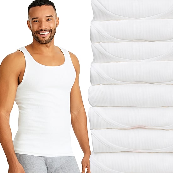 Hanes Ultimate Bonus Pack Mens U Neck Sleeveless 8 Pack Tank