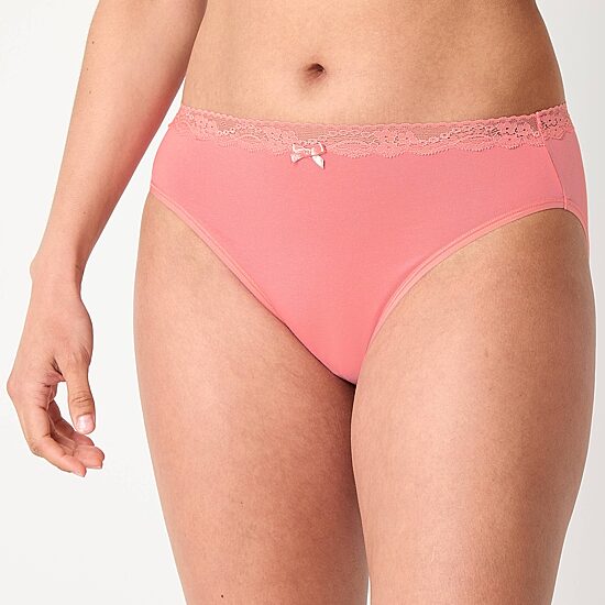 Ambrielle Cotton Womens Average + Full Figure High Cut Panty 372180