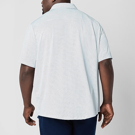 St. John's Bay Performance Knit Mens Short Sleeve Classic Fit Stretch Fabric Big and Tall Button-Down Shirt