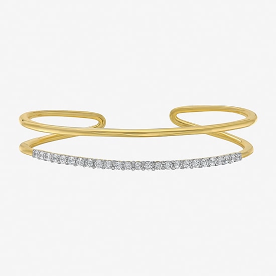 Limited Quantities! Womens 1 CT. T.W. White Diamond 14K Gold Over Silver Cuff Bracelet
