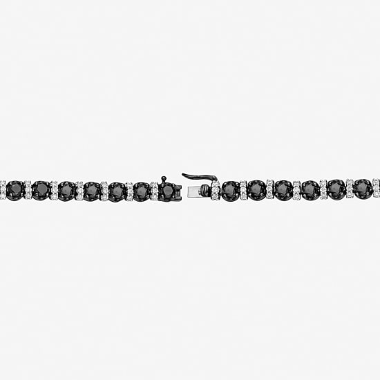 Midnight Black Limited Quantities! Womens 10 Ct.T.W. Natural Black Diamond Sterling Silver Round Tennis Bracelet