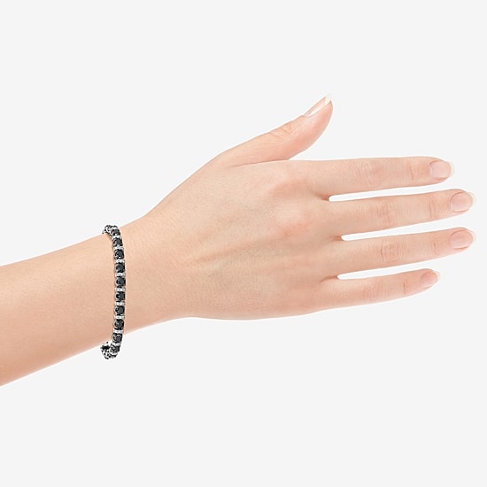 Midnight Black Limited Quantities! Womens 10 Ct.T.W. Natural Black Diamond Sterling Silver Round Tennis Bracelet