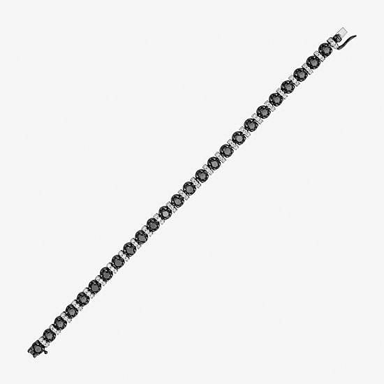 Midnight Black Limited Quantities! Womens 10 Ct.T.W. Natural Black Diamond Sterling Silver Round Tennis Bracelet