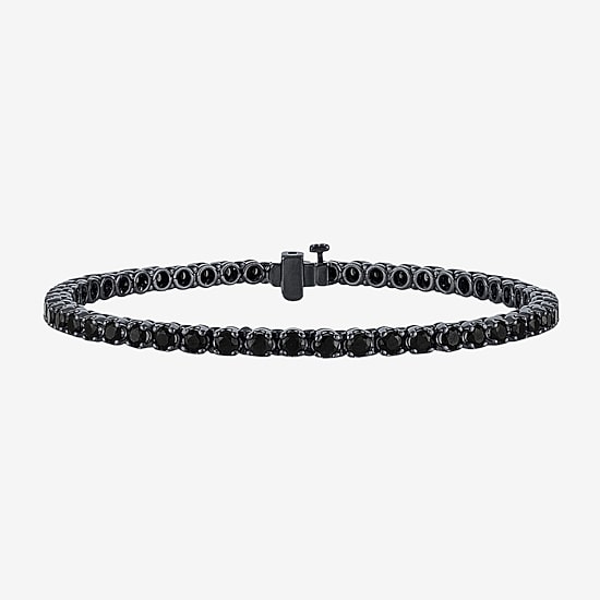 Midnight Black Limited Quantities! Mens 7 Ct.T.W. Natural Black Diamond Sterling Silver Round Tennis Bracelet