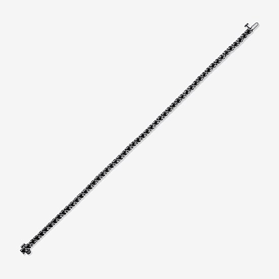 Midnight Black Limited Quantities! Mens 7 Ct.T.W. Natural Black Diamond Sterling Silver Round Tennis Bracelet