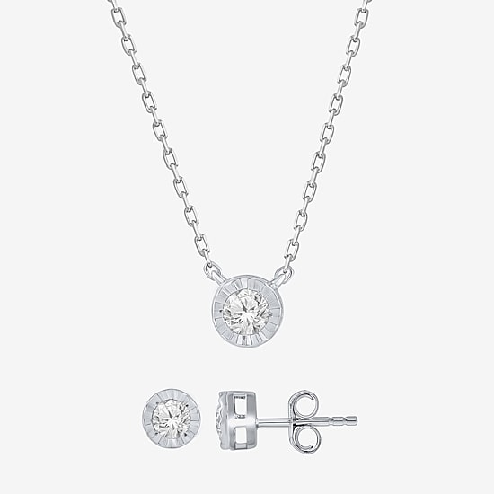 Limited Quantities! Womens 1/3 CT. T.W. Natural White Diamond Sterling Silver Round 2-pc. Jewelry Set