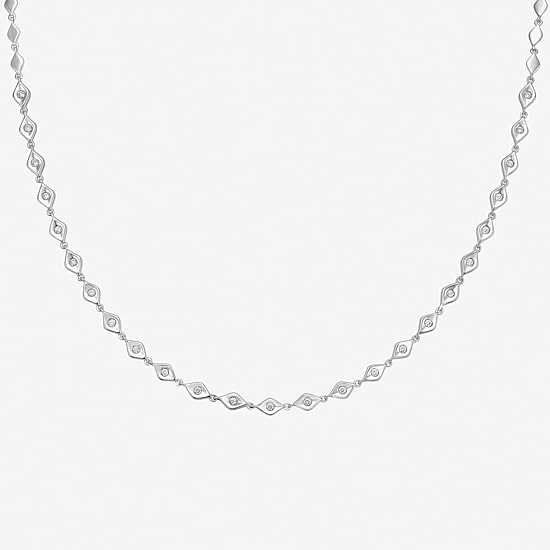 Limited Quantities! Womens White Diamond Sterling Silver 18 Inch Tennis Necklace
