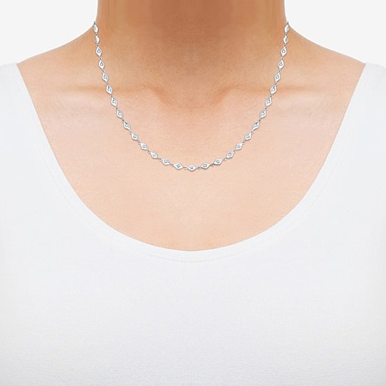 Limited Quantities! Womens White Diamond Sterling Silver 18 Inch Tennis Necklace