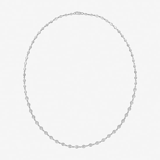 Limited Quantities! Womens White Diamond Sterling Silver 18 Inch Tennis Necklace