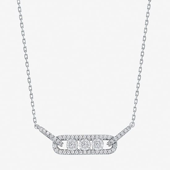 Limited Quantities! Womens 1/5 CT. Natural White Diamond Sterling Silver 18 Inch Pendant Necklace