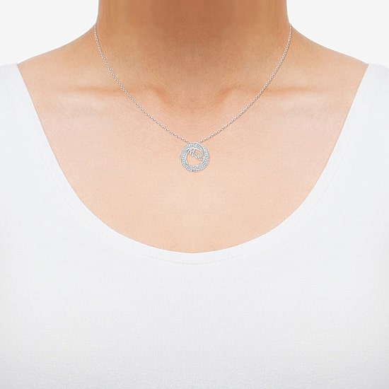 Limited Quantities! "Mama" Womens 1/3 CT. T.W. Natural White Diamond Sterling Silver Circle 18 Inch Pendant Necklace