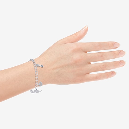 Limited Quantities! Womens 1/4 CT. T.W. Natural White Diamond Sterling Silver Round Charm Bracelet