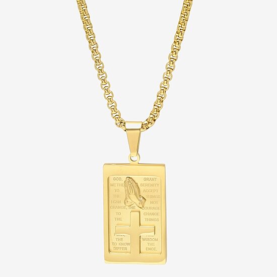 Steeltime Mens 18K Gold Over Stainless Steel 24 Inch Pendant Necklace