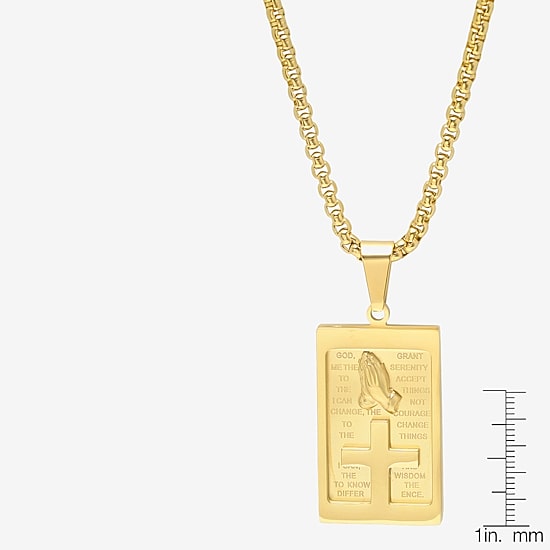 Steeltime Mens 18K Gold Over Stainless Steel 24 Inch Pendant Necklace