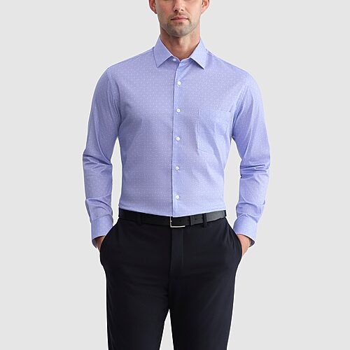 Van Heusen Everyday Defense Stain Shield Fitted Mens Modern Fit Stretch Fabric Wrinkle Free Long Sleeve Dress Shirt, 16-16.5 32-33, Purple